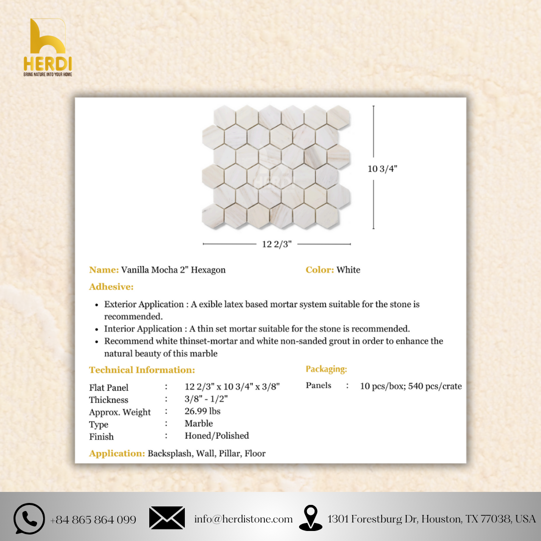 Vanilla Mocha 2" Hexagon