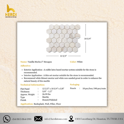 Vanilla Mocha 2" Hexagon