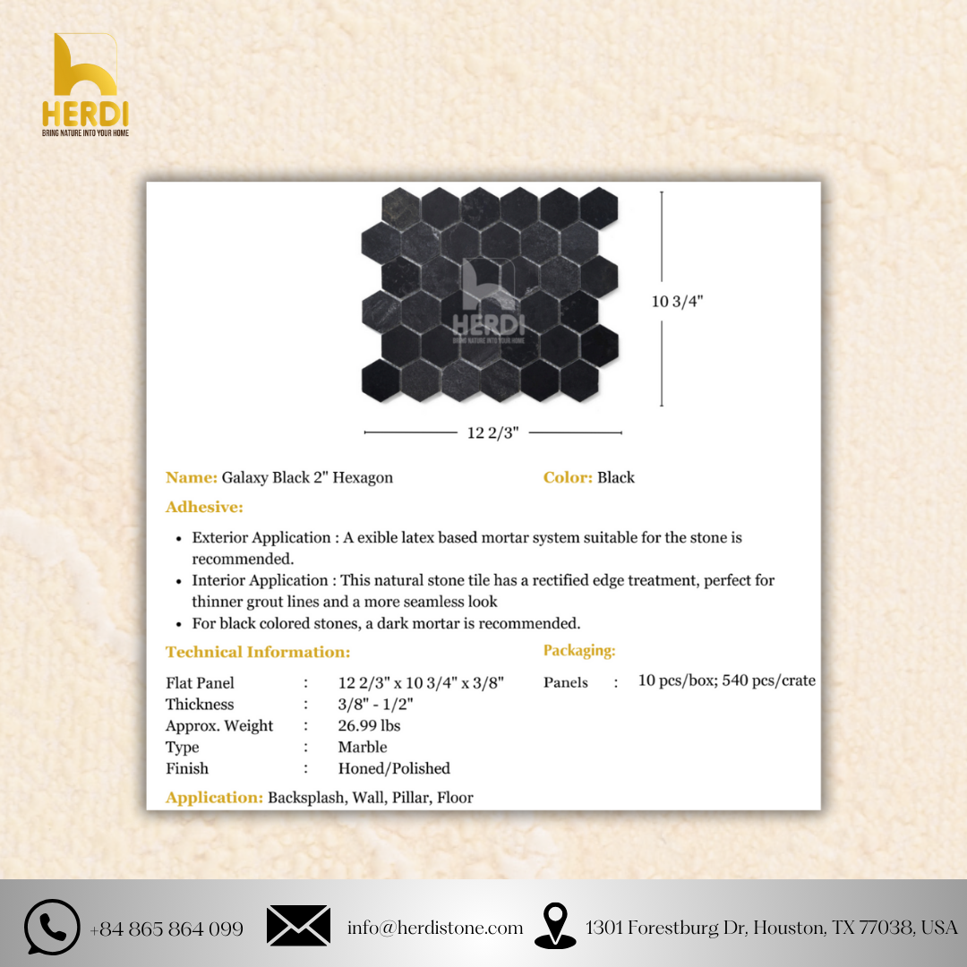 Galaxy Black 2" Hexagon