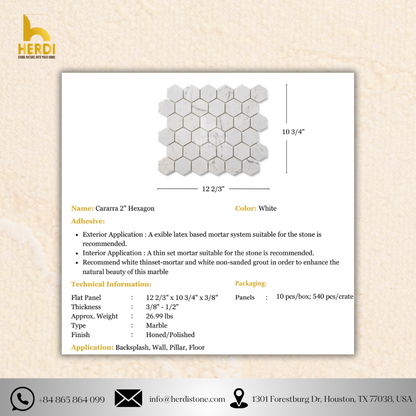 Cararra 2" Hexagon
